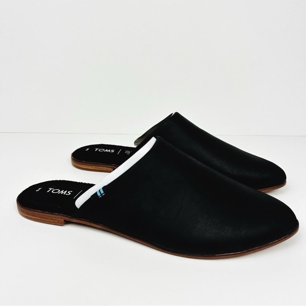 TOMS NEW Leather Jutti Mule Black Sz 9